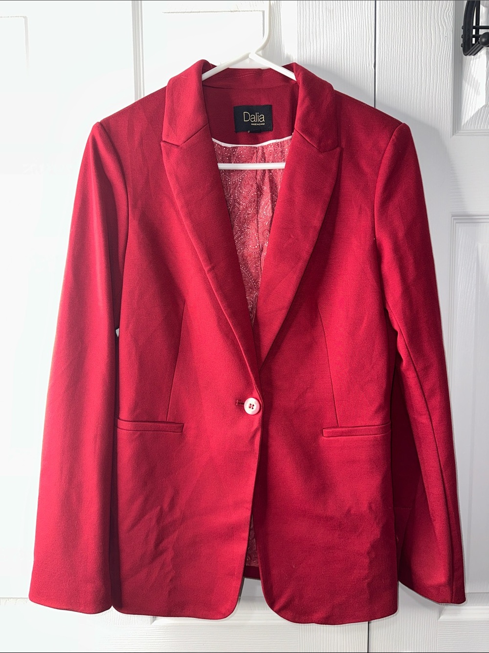 Dalia Red Single-Button Tailored Blazer with Notch Lapel